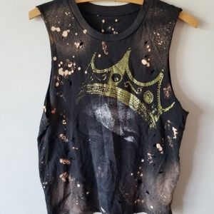 Bleached & Holes Distressed Graphic Tank Small